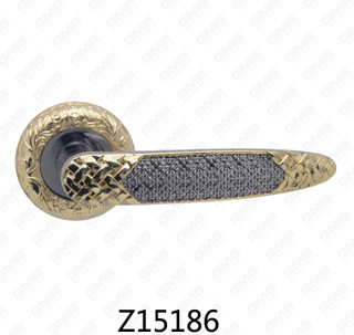 Maniglia per porta con rosetta in alluminio e lega di zinco in zama con rosetta rotonda (Z15186)