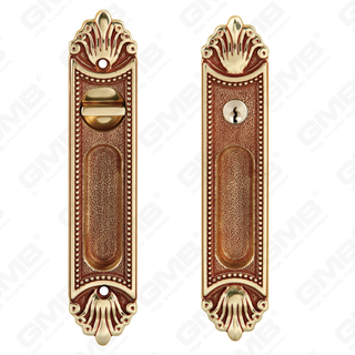 Maniglie in ottone Maniglia per porta in legno Hardware Maniglia per porta su piastra per serratura da infilare (B-Y6601-OG)