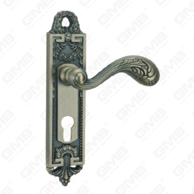 Maniglia della porta Tirare la maniglia della porta in legno Hardware maniglia della porta su piastra per serratura da infilare dalla maniglia della piastra della porta in lega di zinco o acciaio (ZM412105-DAB)