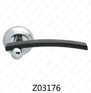 Maniglia per porta con rosetta in alluminio e lega di zinco in zama con rosetta rotonda (Z02176)