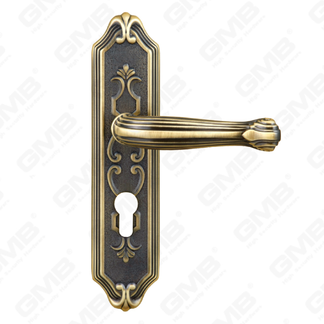 Maniglie in ottone Maniglia per porta in legno Maniglia per porta su piastra per serratura da infilare (B-PM8577M-CF)