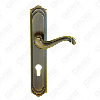 Maniglie in ottone Maniglia per porta in legno Maniglia per porta su piastra per serratura da infilare (B-PM1909-AB)