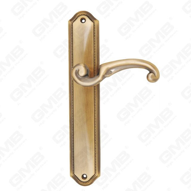 Maniglie in ottone Maniglia per porta in legno Hardware Maniglia per porta su piastra per serratura da infilare (B-PM3905-AB)