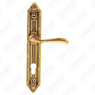Maniglie in ottone Maniglia per porta in legno Maniglia per porta su piastra per serratura da infilare (B-PM2208-OG)