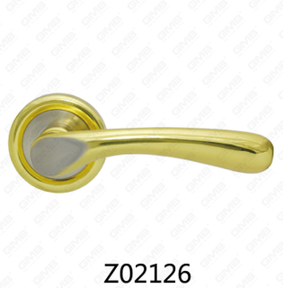 Maniglia per porta con rosetta in alluminio e lega di zinco in zama con rosetta rotonda (Z02126)