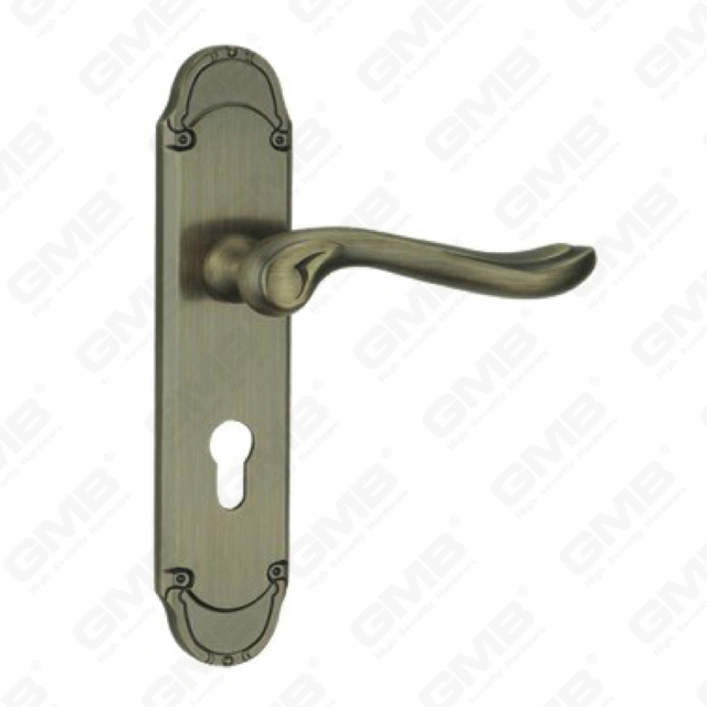 Maniglia della porta Tirare la maniglia della porta in legno Hardware maniglia della porta sulla piastra per serratura da infilare dalla maniglia della piastra della porta in lega di zinco o acciaio (ZM585100-DAB)