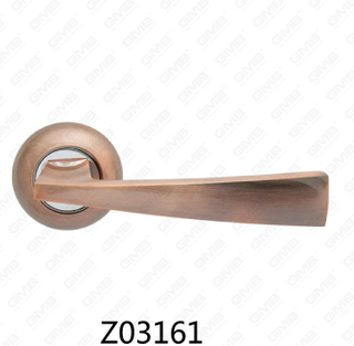 Maniglia per porta con rosetta in alluminio e lega di zinco in zama con rosetta rotonda (Z02161)