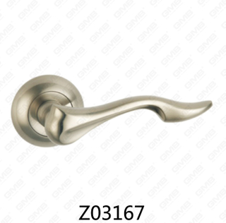 Maniglia per porta con rosetta in alluminio e lega di zinco in zama con rosetta rotonda (Z02167)