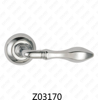 Maniglia per porta con rosetta in alluminio e lega di zinco in zama con rosetta rotonda (Z02170)
