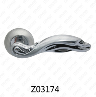 Maniglia per porta con rosetta in alluminio e lega di zinco in zama con rosetta rotonda (Z02174)