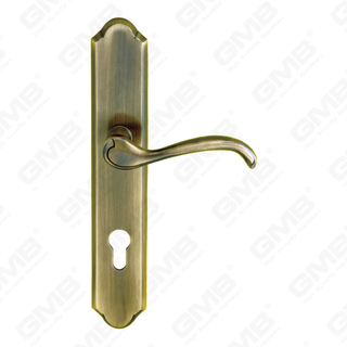 Maniglie in ottone Maniglia per porta in legno Maniglia per porta su piastra per serratura da infilare (B-PM0201-AB)
