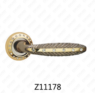Maniglia per porta con rosetta in alluminio e lega di zinco in zama con rosetta rotonda (Z11178)