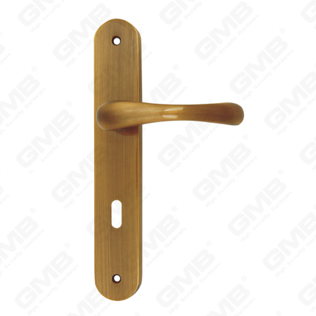 Maniglie in ottone Maniglia per porta in legno Maniglia per porta su piastra per serratura da infilare (B-PM9889-AB)