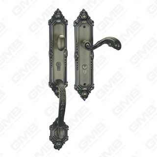 Maniglia per porta esterna in lega di zinco di alta sicurezza con chiavetta personalizzata in ottone antico (E8316-DAB)
