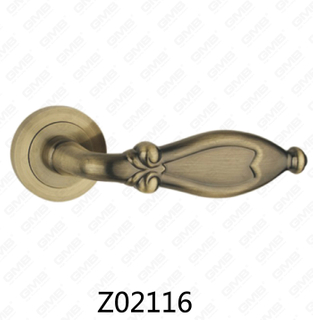 Maniglia per porta con rosetta in alluminio e lega di zinco in zama con rosetta rotonda (Z02116)