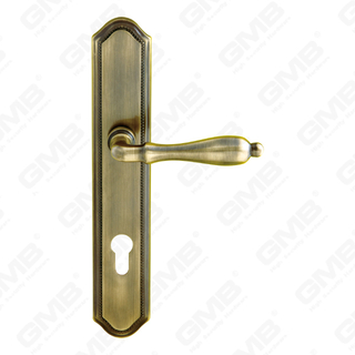 Maniglie in ottone Maniglia per porta in legno Maniglia per porta su piastra per serratura da infilare (B-PM0305-AB)