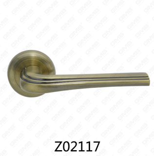 Maniglia per porta con rosetta in alluminio e lega di zinco in zama con rosetta rotonda (Z02117)