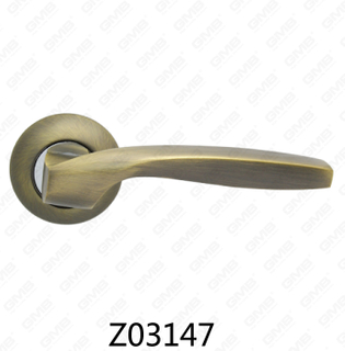 Maniglia per porta con rosetta in alluminio e lega di zinco in zama con rosetta rotonda (Z02147)