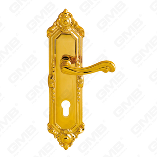 Maniglie in ottone Maniglia per porta in legno Maniglia per porta su piastra per serratura da infilare (B-PM5151-PVD)