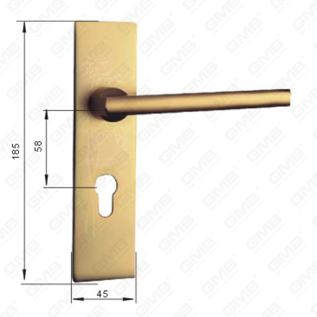 Maniglia per porta in alluminio ossigenato su piastra maniglia per porta (G401-G25-GS F)