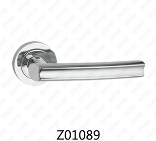 Maniglia per porta con rosetta in alluminio e lega di zinco in zama con rosetta rotonda (Z01089)