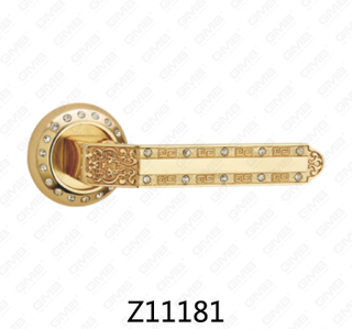 Maniglia per porta con rosetta in alluminio e lega di zinco in zama con rosetta rotonda (Z11181)