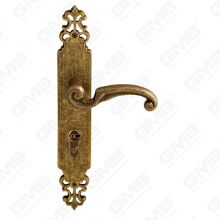 Maniglie in ottone Maniglia per porta in legno Maniglia per porta su piastra per serratura da infilare (B-PM3952-ZB)